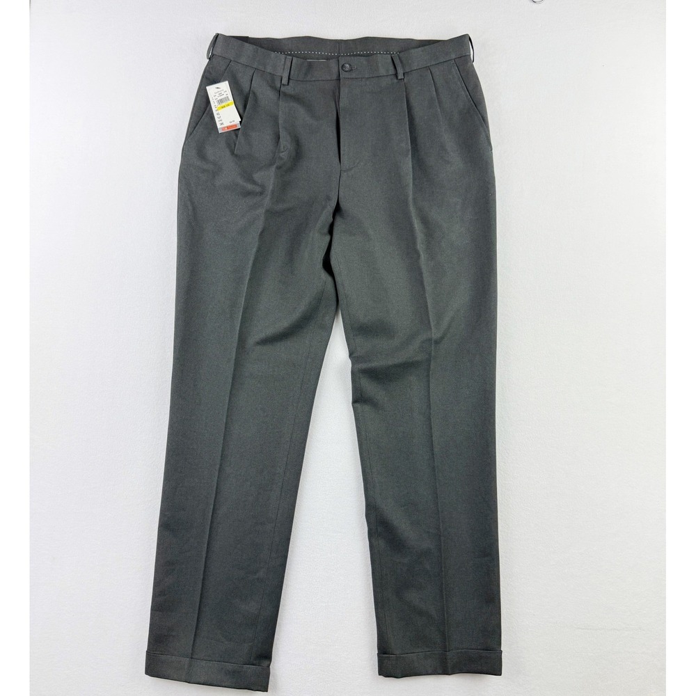 VAN HEUSEN Traveler‎ Pants Mens 38X34 Gray Classic Fit Wrinkle Resistant NWT